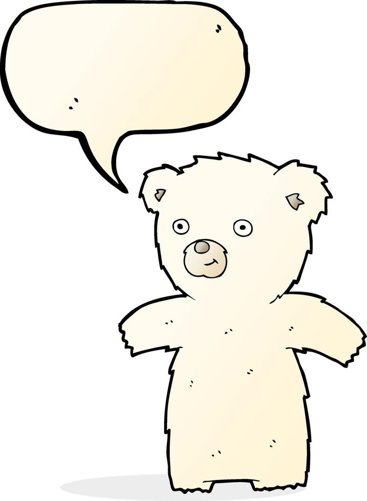 cute cartoon polar bear with speech bubble vector