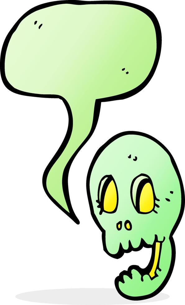 funny cartoon skull with speech bubble vector