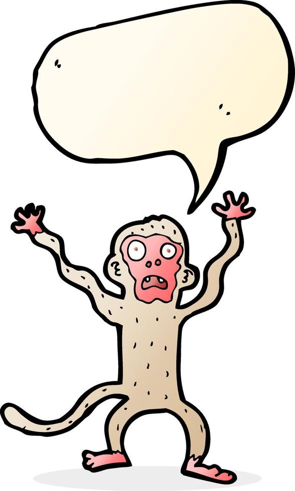 cartoon frightened monkey with speech bubble vector