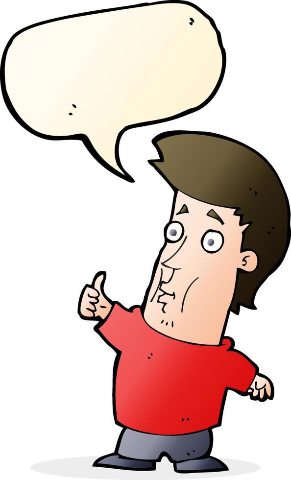 cartoon man giving thumbs up sign with speech bubble vector