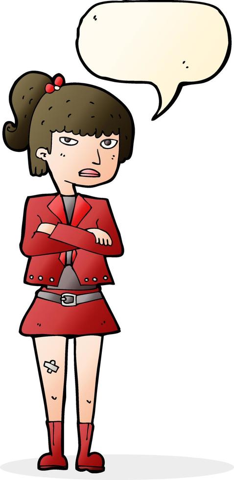 cartoon cool girl with speech bubble vector