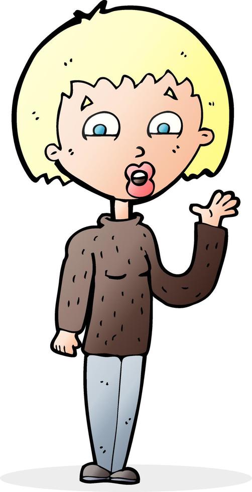 cartoon woman waving vector