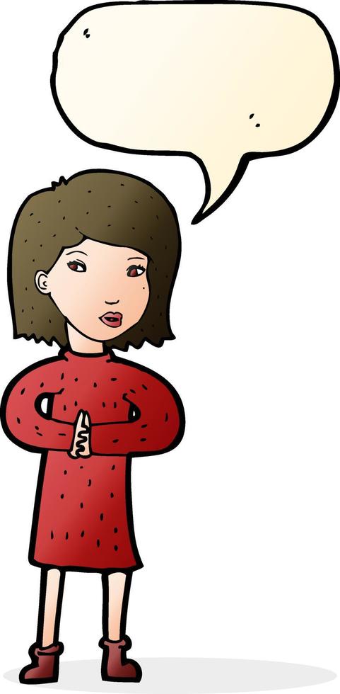 cartoon calm woman with speech bubble vector