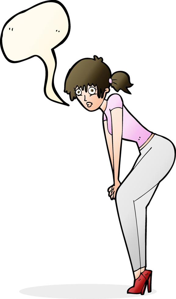 cartoon woman posing with speech bubble vector
