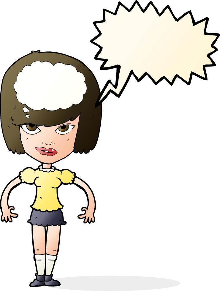 cartoon woman with idea with speech bubble vector