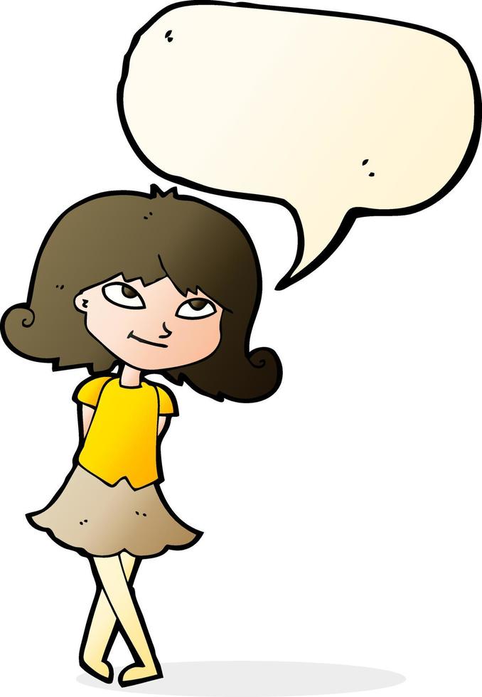 cartoon clever girl with speech bubble vector