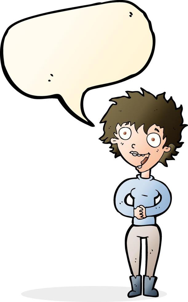 cartoon crazy excited woman with speech bubble vector