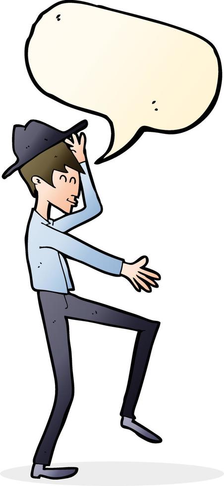 cartoon fashionable man with speech bubble vector