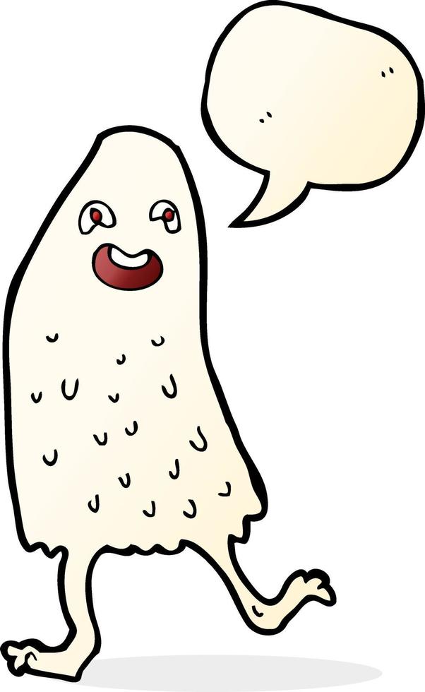 cartoon funny slime monster with speech bubble vector