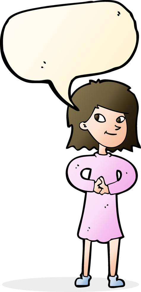 cartoon happy woman with speech bubble vector