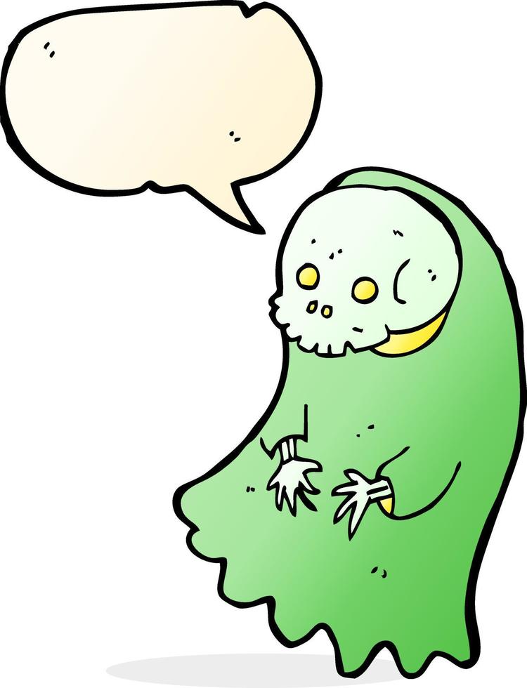 cartoon spooky ghoul with speech bubble vector