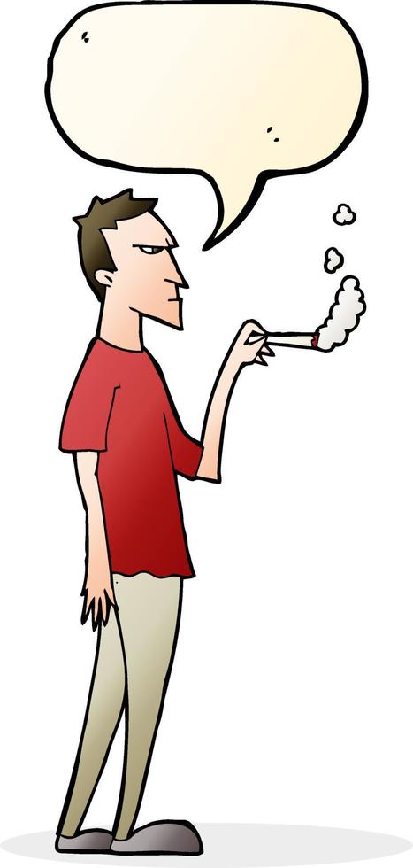 cartoon annoyed smoker with speech bubble vector