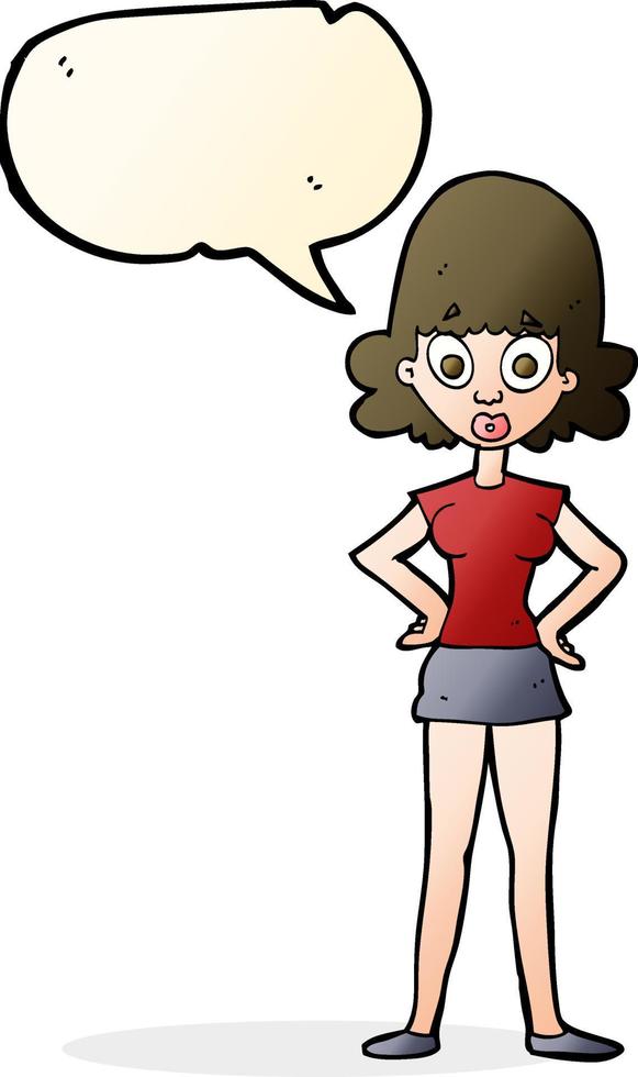 cartoon surprised woman with speech bubble vector