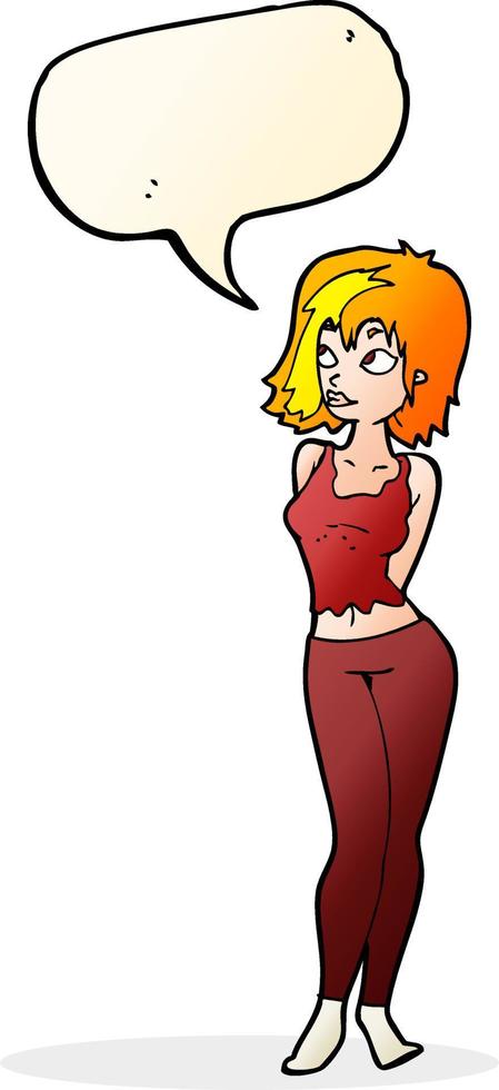 cartoon attractive girl with speech bubble vector