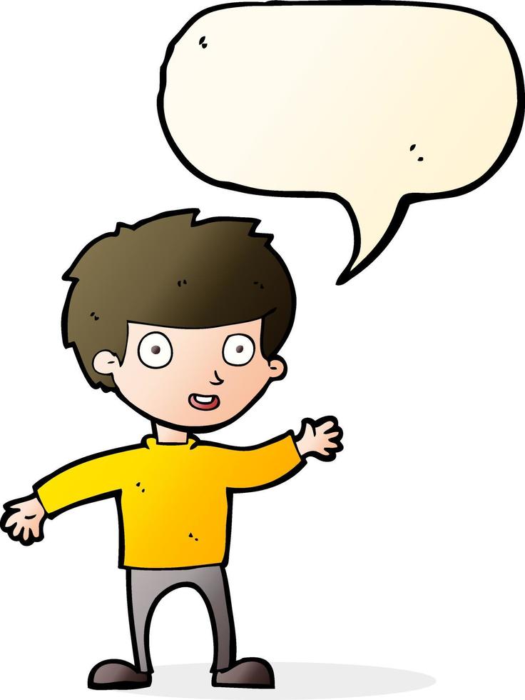 cartoon happy boy with speech bubble vector