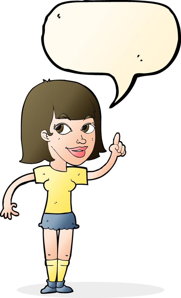 cartoon pretty girl with idea with speech bubble vector