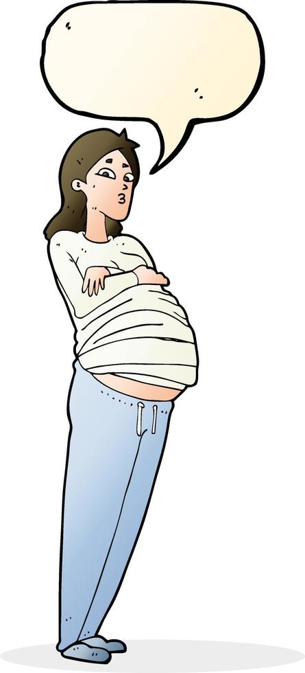 cartoon pregnant woman with speech bubble vector
