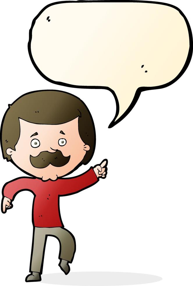 cartoon dancing dad with speech bubble vector