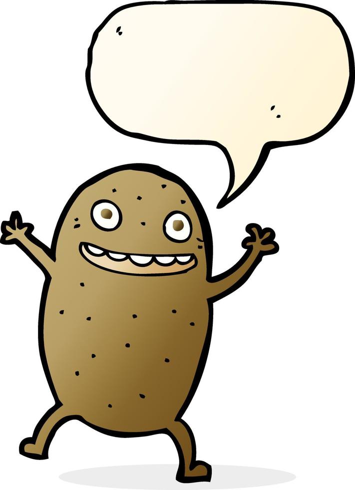 cartoon happy potato with speech bubble vector