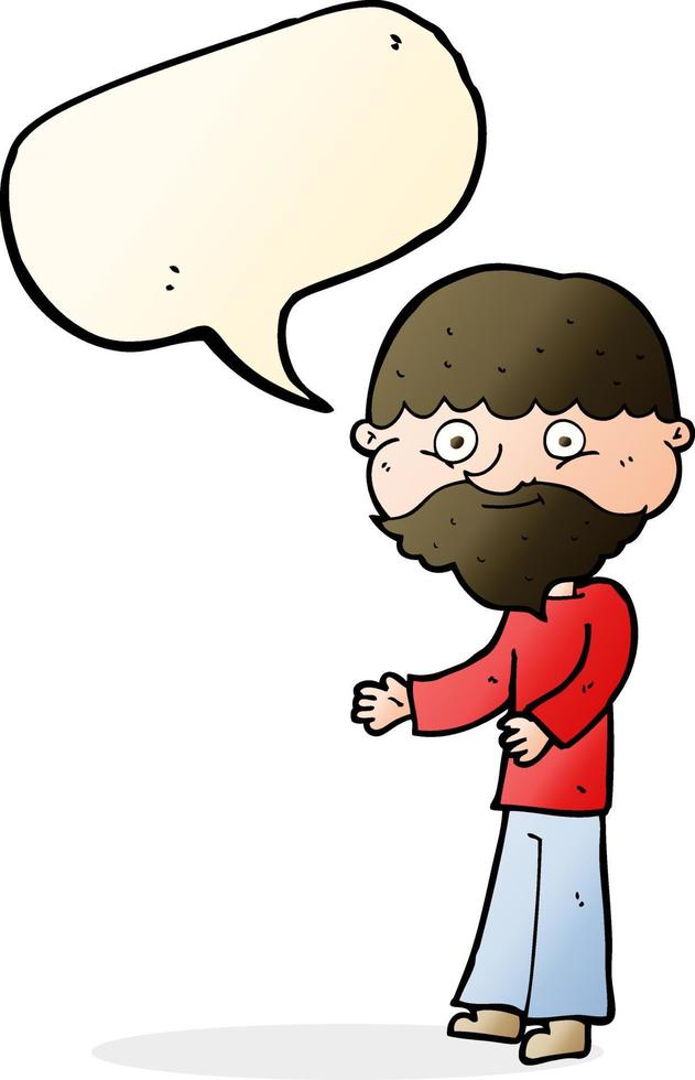 cartoon happy bearded man with speech bubble vector