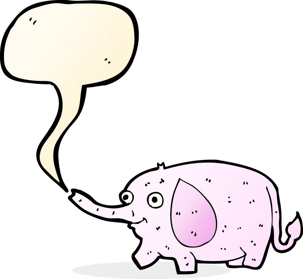 caricatura, divertido, pequeño, elefante, con, burbuja del discurso vector