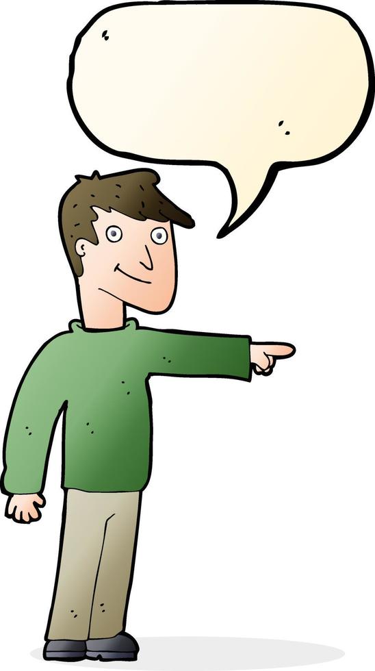 cartoon man pointing with speech bubble vector