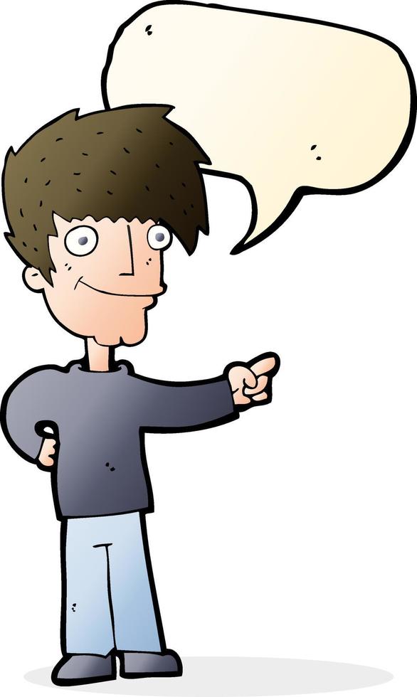 cartoon man pointing with speech bubble vector