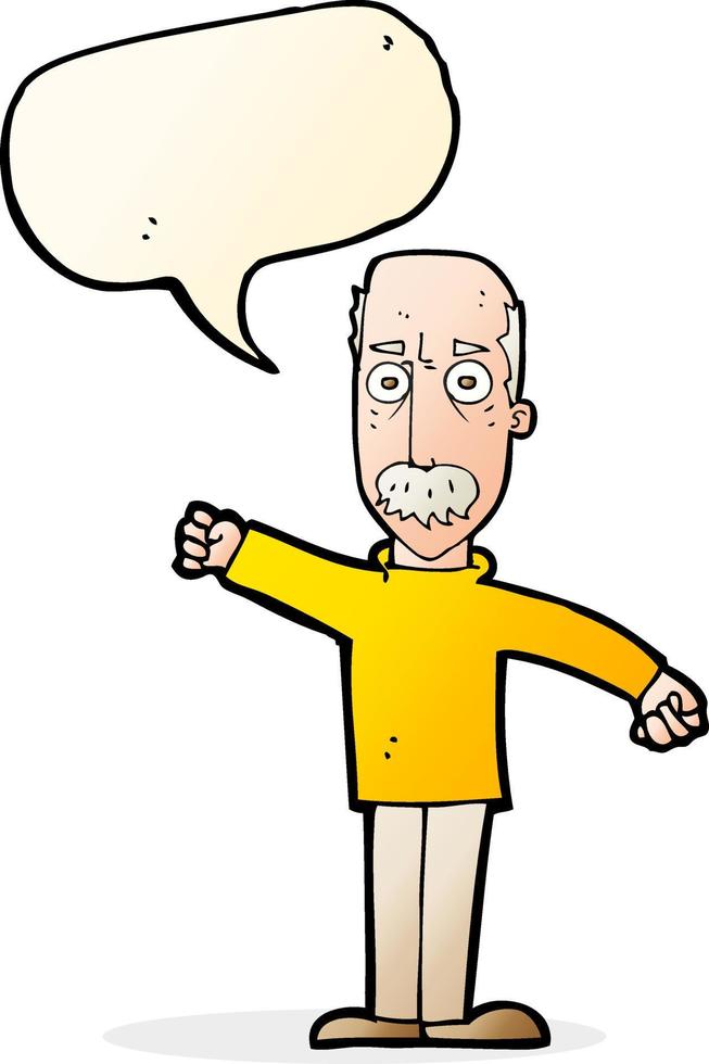cartoon angry old man with speech bubble vector