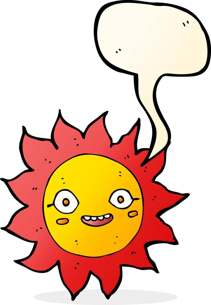 cartoon happy sun with speech bubble vector