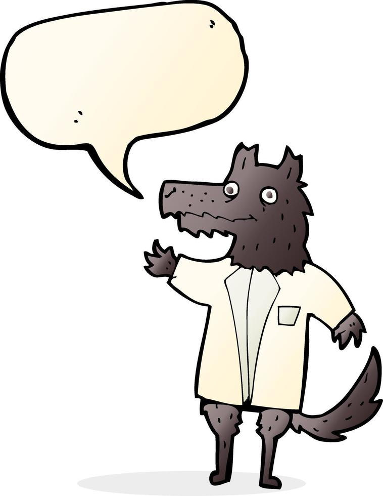 cartoon wolf businessman with speech bubble vector