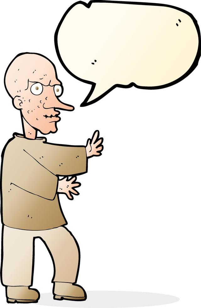 cartoon mean looking man with speech bubble vector