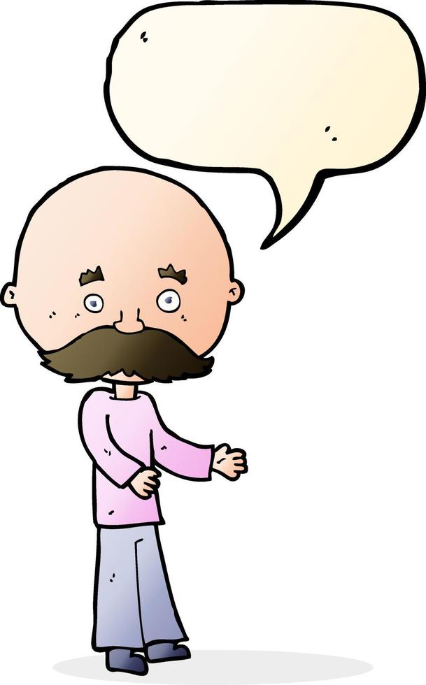 cartoon man with mustache with speech bubble vector