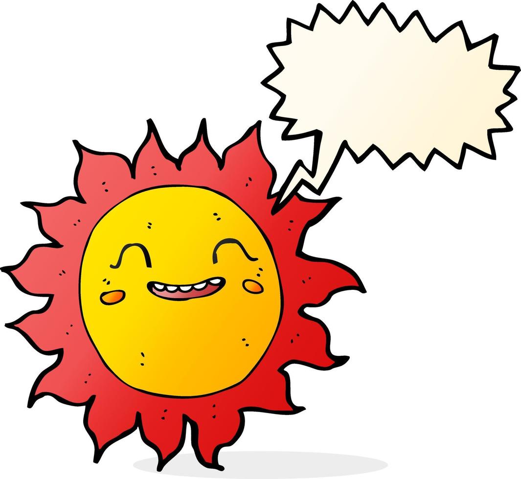 cartoon happy sun with speech bubble vector