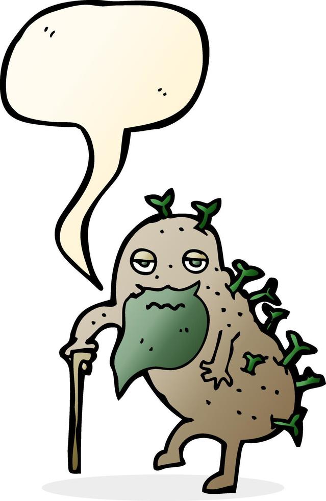 cartoon old potato with speech bubble vector