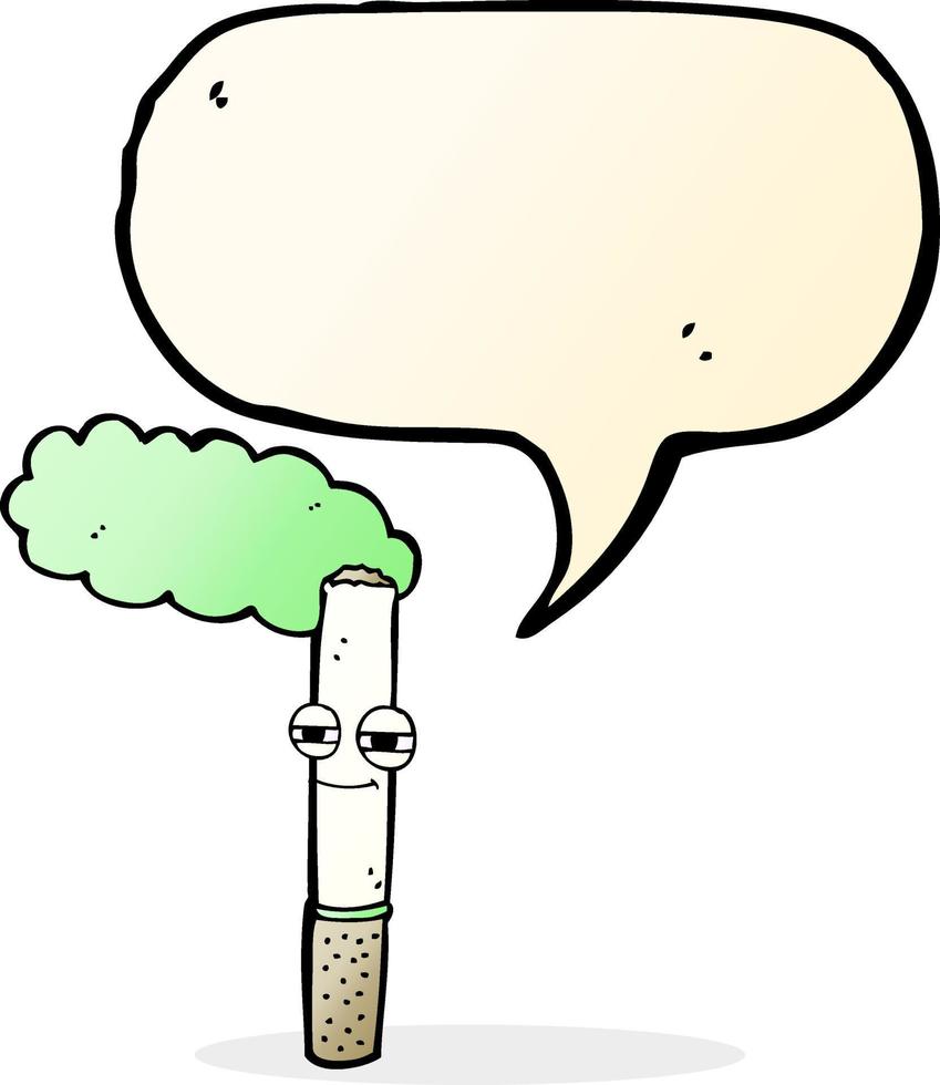 cartoon happy cigarette with speech bubble vector
