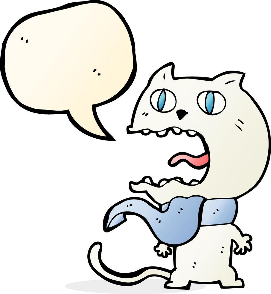 cartoon frightened cat with speech bubble vector