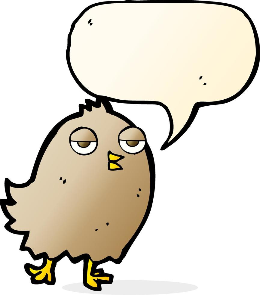 funny cartoon bird with speech bubble vector