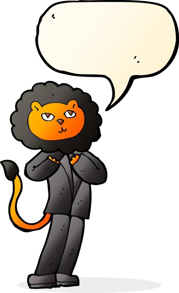 cartoon lion businessman with speech bubble vector