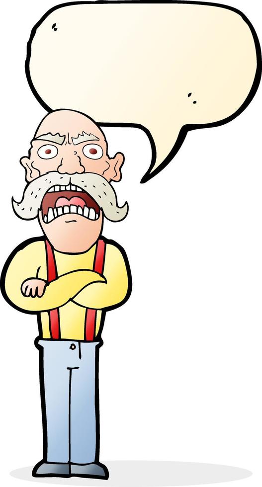 cartoon shocked old man with speech bubble vector