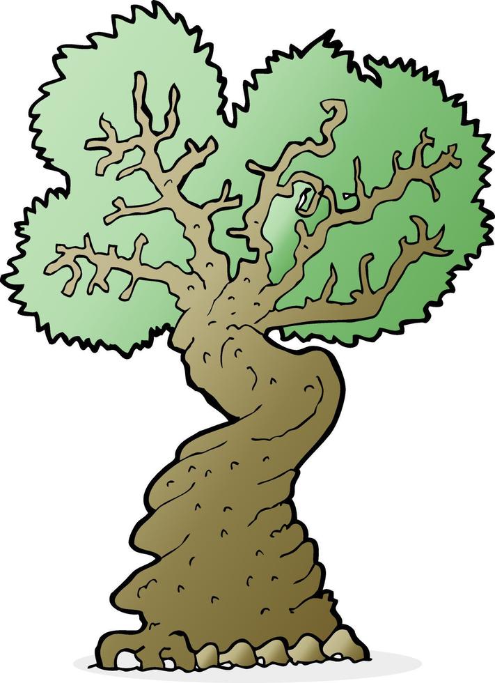 árbol grande y viejo de dibujos animados vector