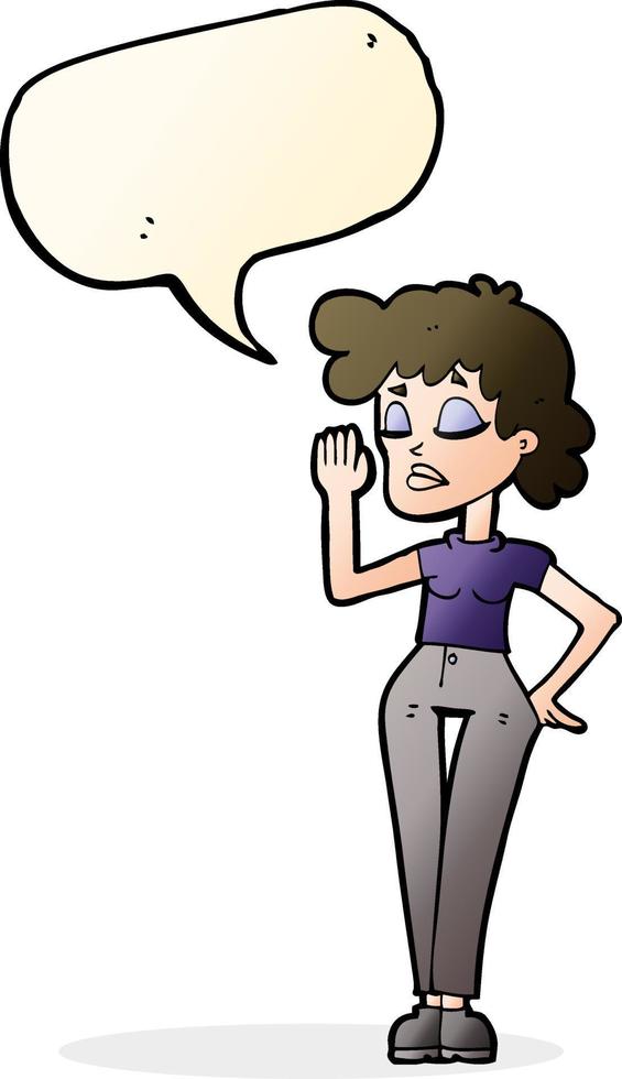 cartoon woman ignoring with speech bubble vector
