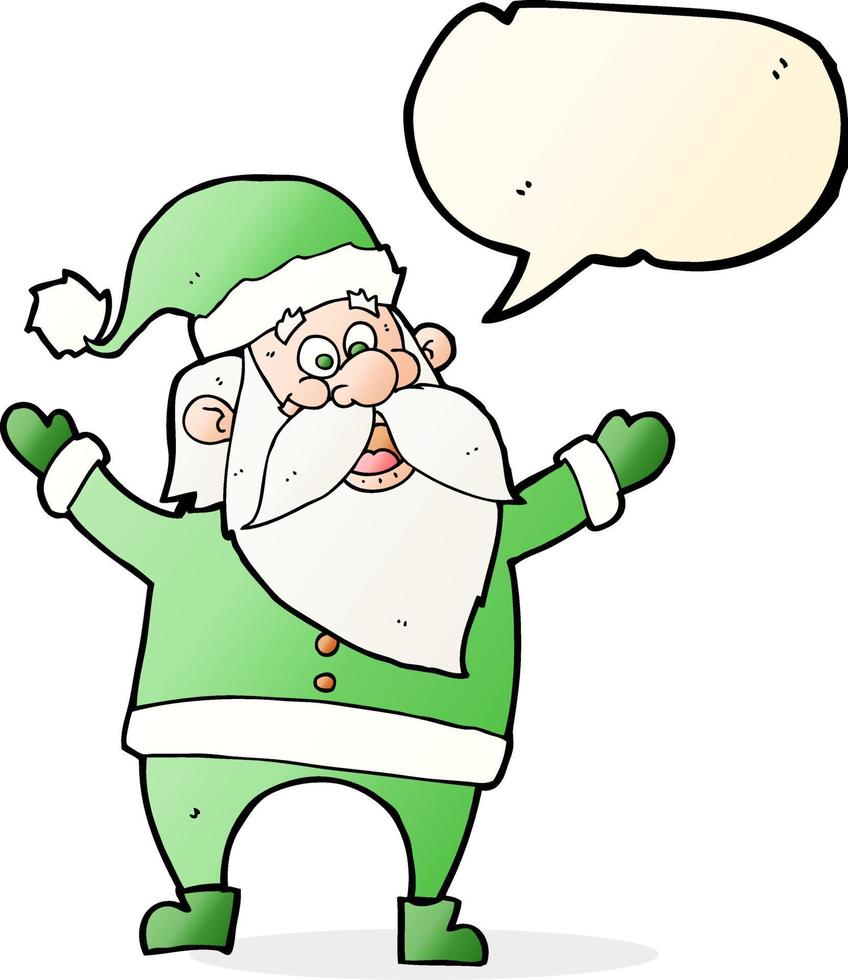 caricatura, santa claus, con, burbuja del discurso vector