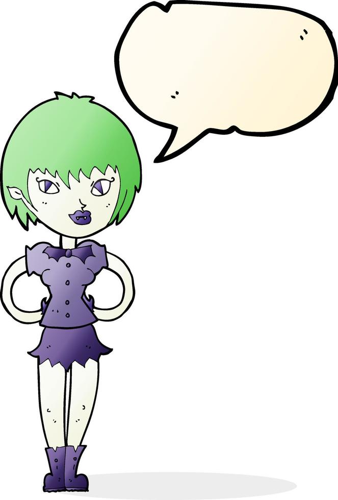 cartoon pretty vampire girl with speech bubble vector