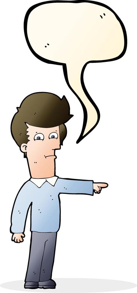 cartoon man pointing with speech bubble vector