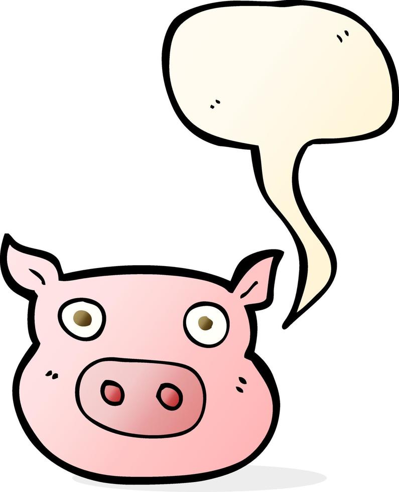 cartoon pig face with speech bubble vector