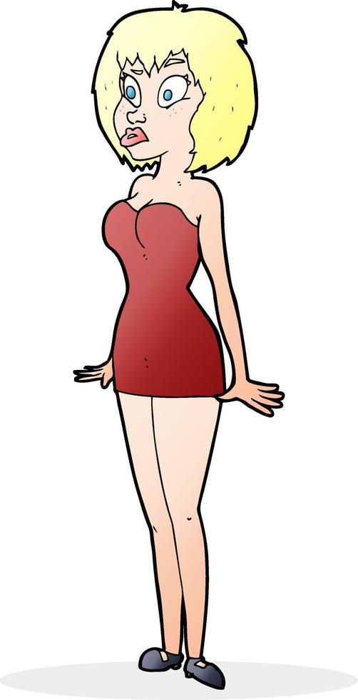 cartoon surprised woman in short dress vector