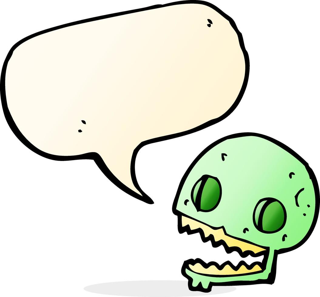 cartoon spooky skull with speech bubble vector