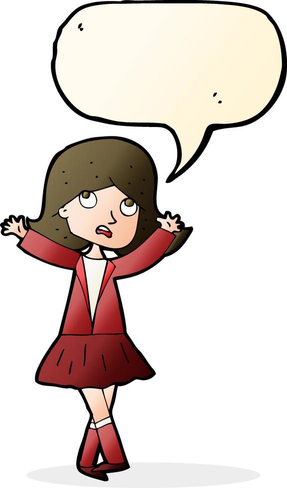 cartoon unhappy girl with speech bubble vector