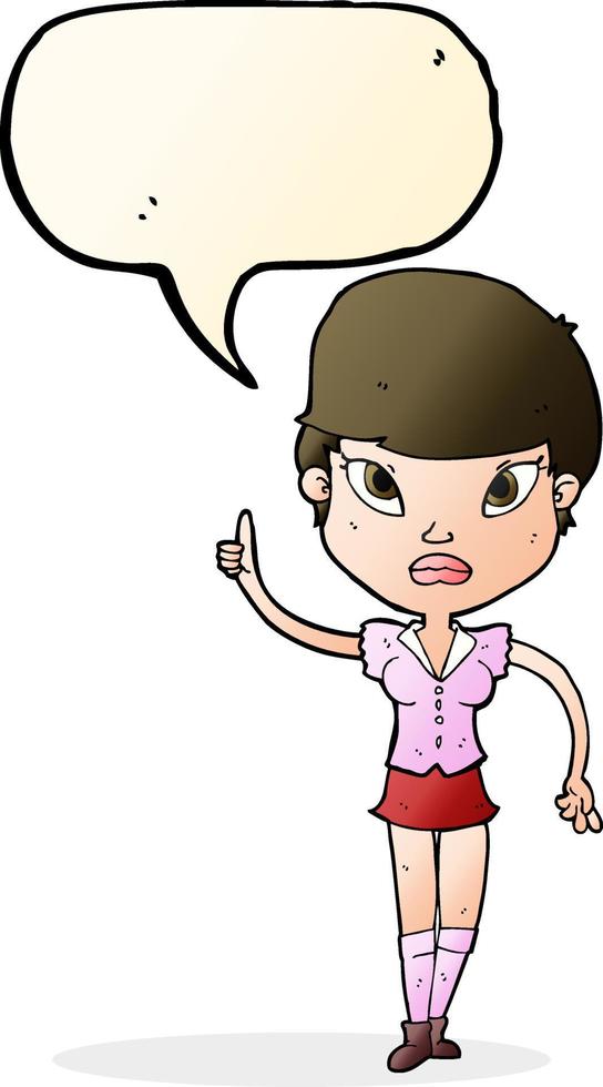 cartoon woman with idea with speech bubble vector