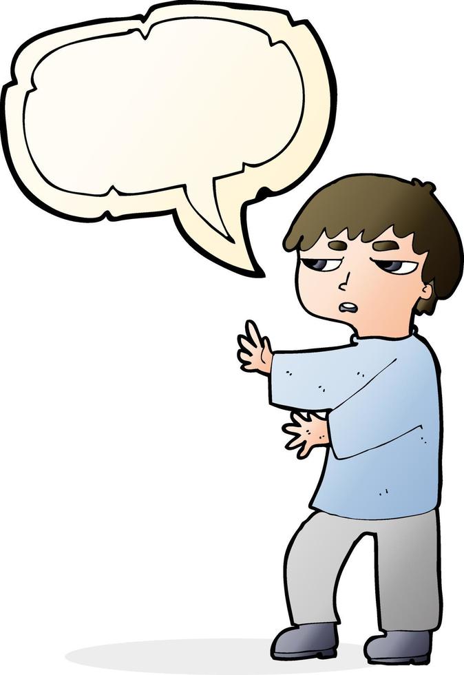 cartoon man gesturing with speech bubble vector